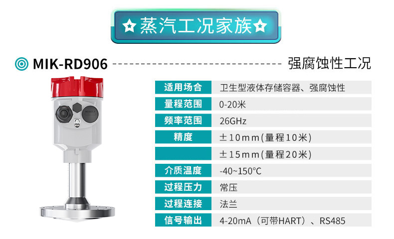 米科MIK-RD906高频雷达液位计产品参数