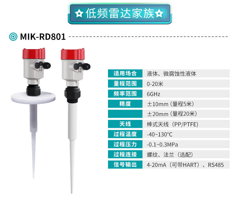 米科MIK-RD801智能低频雷达液位计产品参数