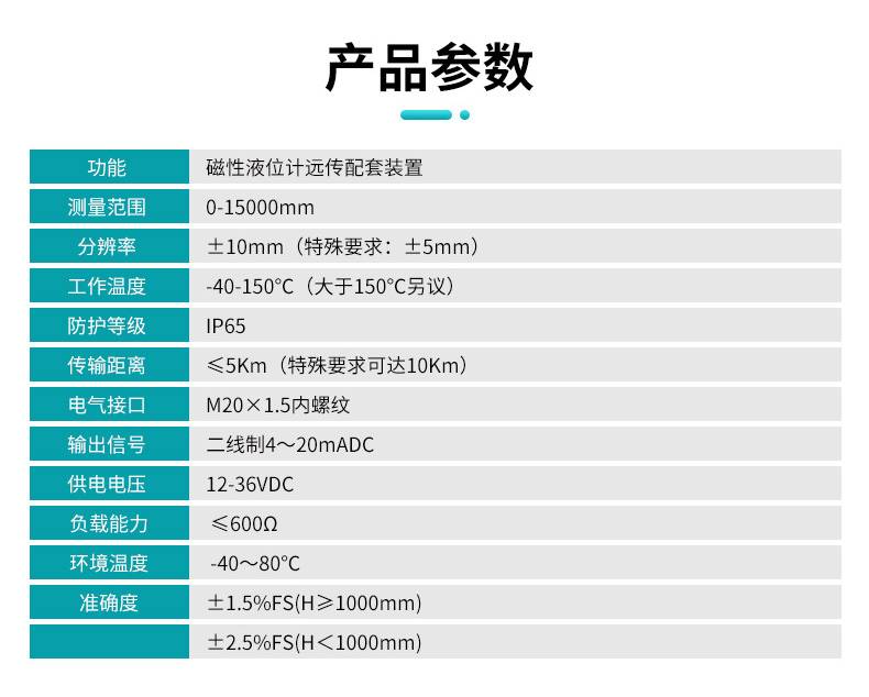 米科MIK-UZS磁翻板液位计产品参数表